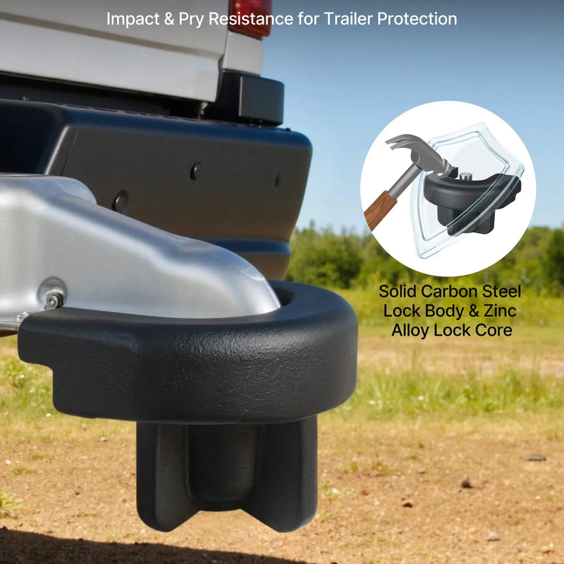 VEVOR piekabes sakabes slēdzene, saderīga ar 50,8 mm sakabēm, pastiprināta pretaizdzīšanas lodveida slēdzene ar 3 atslēgām, izturīga pret uzlaušanu un triecieniem, piemērota kemperiem, laivām, bezceļu transportlīdzekļiem un piekabēm