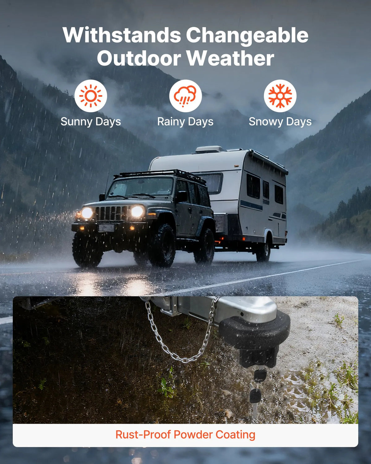 VEVOR Trailer Hitch Lock, Compatible with 50.8 mm Couplers, Reinforced Anti-Theft Ball Lock with 3 Keys, Resistant to Breaking and Impact, Suitable for Caravans, Boats, Off-Road Vehicles and Trailers