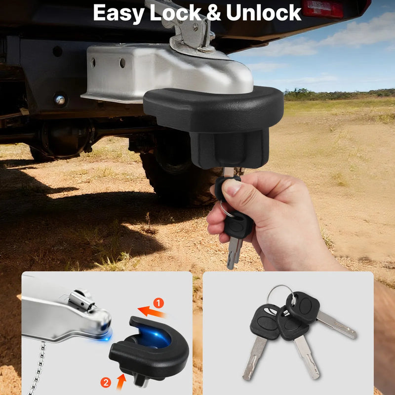 VEVOR piekabes sakabes slēdzene, saderīga ar 50,8 mm sakabēm, pastiprināta pretaizdzīšanas lodveida slēdzene ar 3 atslēgām, izturīga pret uzlaušanu un triecieniem, piemērota kemperiem, laivām, bezceļu transportlīdzekļiem un piekabēm