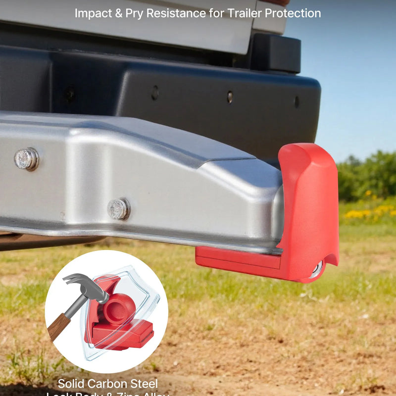 VEVOR piekabes sakabes slēdzene, piemērota 46 mm, 50,8 mm un 58,7 mm sakabēm, pastiprināta pretzagļu piekabes lodveida slēdzene ar 3 atslēgām, izturīga pret uzlaušanu un triecieniem, piemērota kemperiem, laivām un piekabēm, sarkana