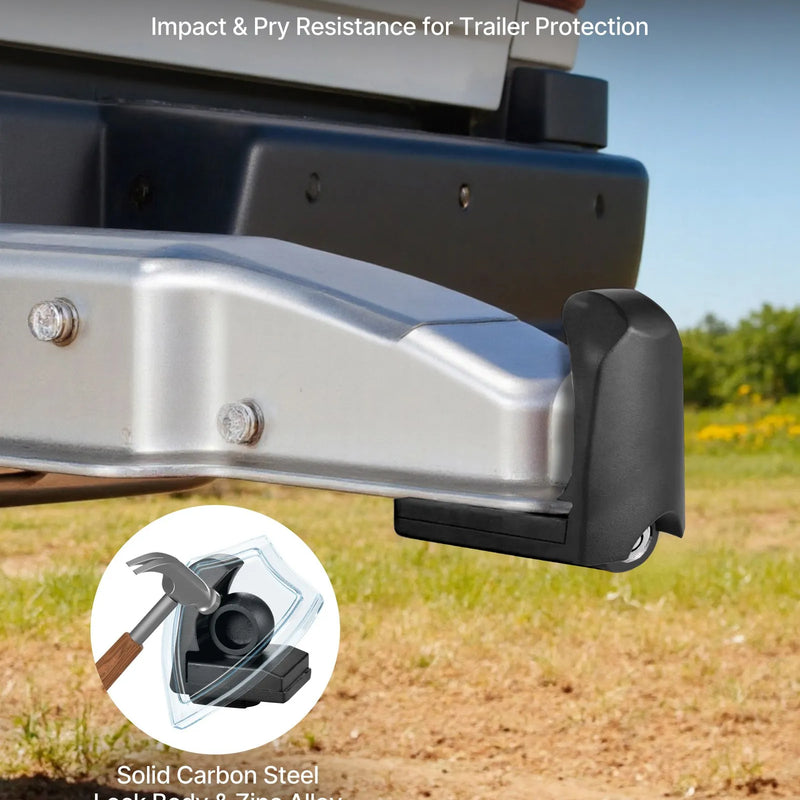 VEVOR piekabes sakabes slēdzene, piemērota 46 mm, 50,8 mm un 58,7 mm sakabēm, pastiprināta pretzagļu lodveida sakabes slēdzene ar 3 atslēgām, izturīga pret uzlaušanu un triecieniem, piemērota kemperiem, laivām un piekabēm, melna