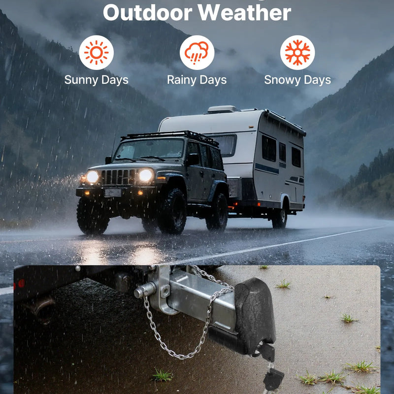 VEVOR piekabes sakabes slēdzene, piemērota 46 mm, 50,8 mm un 58,7 mm sakabēm, pastiprināta pretzagļu lodveida sakabes slēdzene ar 3 atslēgām, izturīga pret uzlaušanu un triecieniem, piemērota kemperiem, laivām un piekabēm, melna