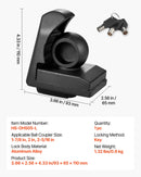 VEVOR piekabes sakabes slēdzene, piemērota 46 mm, 50,8 mm un 58,7 mm sakabēm, pastiprināta pretzagļu lodveida sakabes slēdzene ar 3 atslēgām, izturīga pret uzlaušanu un triecieniem, piemērota kemperiem, laivām un piekabēm, melna