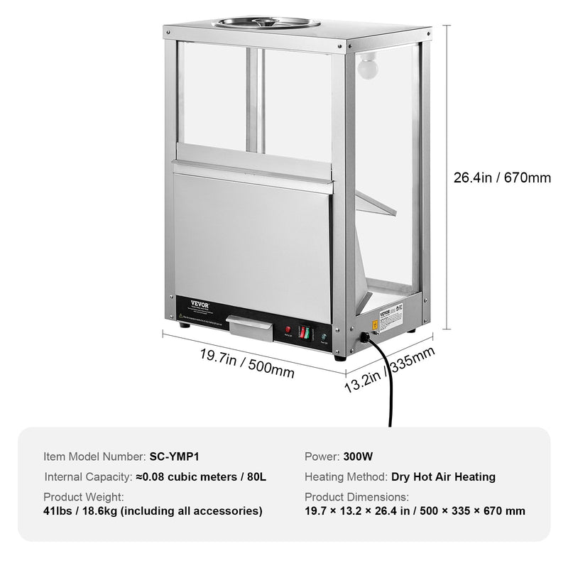 VEVOR Nacho Čipsu Sildītājs, 80L, piemērots nacho čipsiem, popkornam, zemesriekstiem un kartupeļu čipsiem