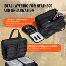 Taktiskā šautuves soma divām pistolēm — 2 noņemamas somiņas, 6 magazīnas, aizslēdzama, melna