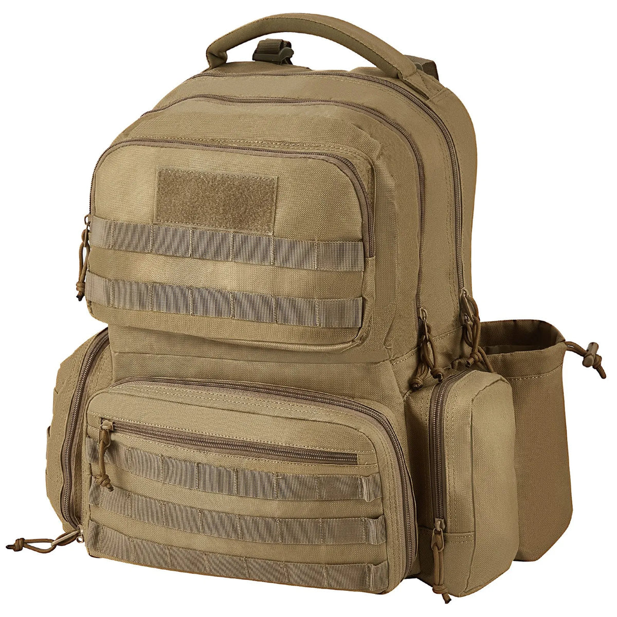 Tactical Backpack for 6 Pistols — 6 Separate Pouches, 10 Magazines, Lockable, Brown