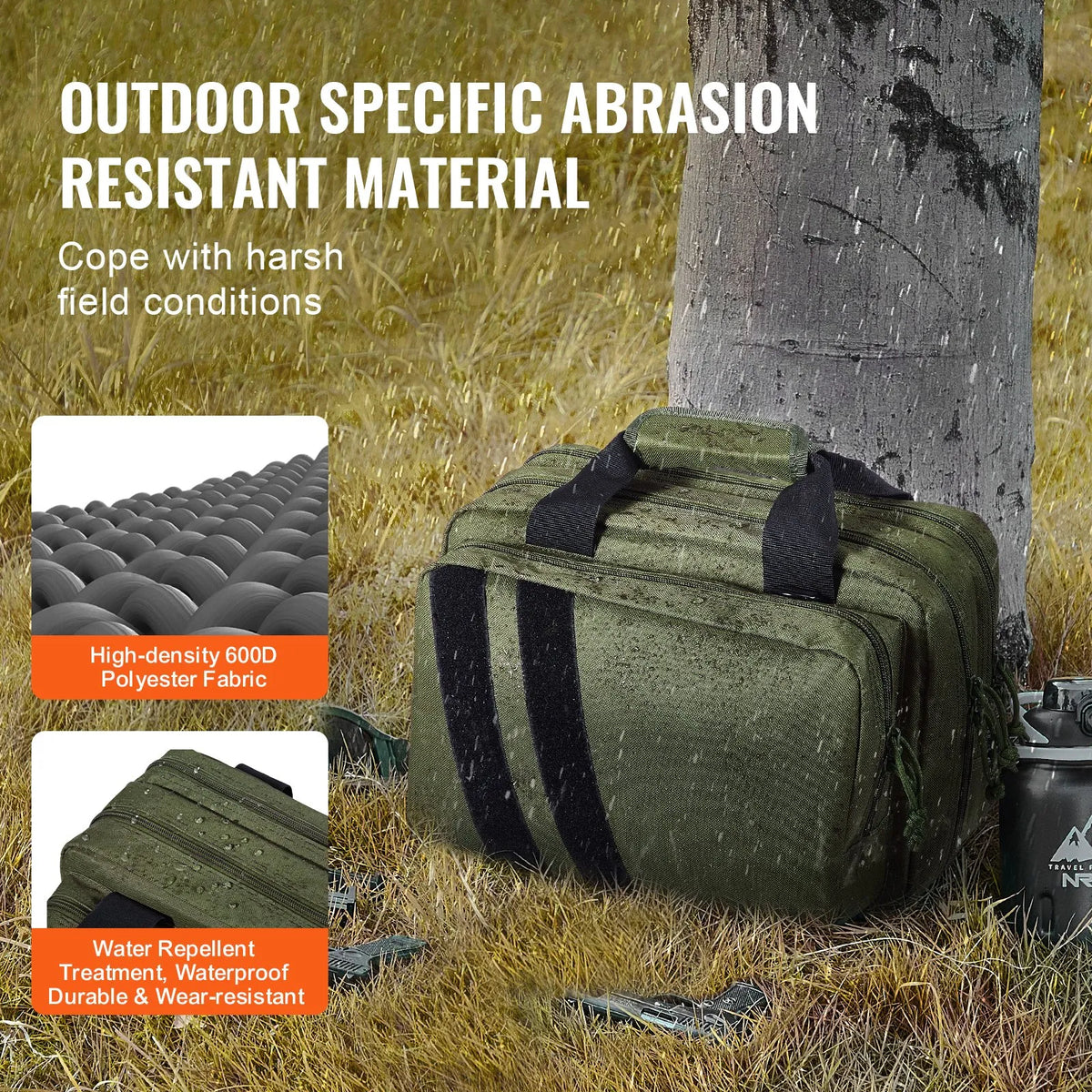 Tactical Rifle Bag for 2 Pistols — 2 Removable Inserts, 6 Detachable Magazines, Lockable, Green