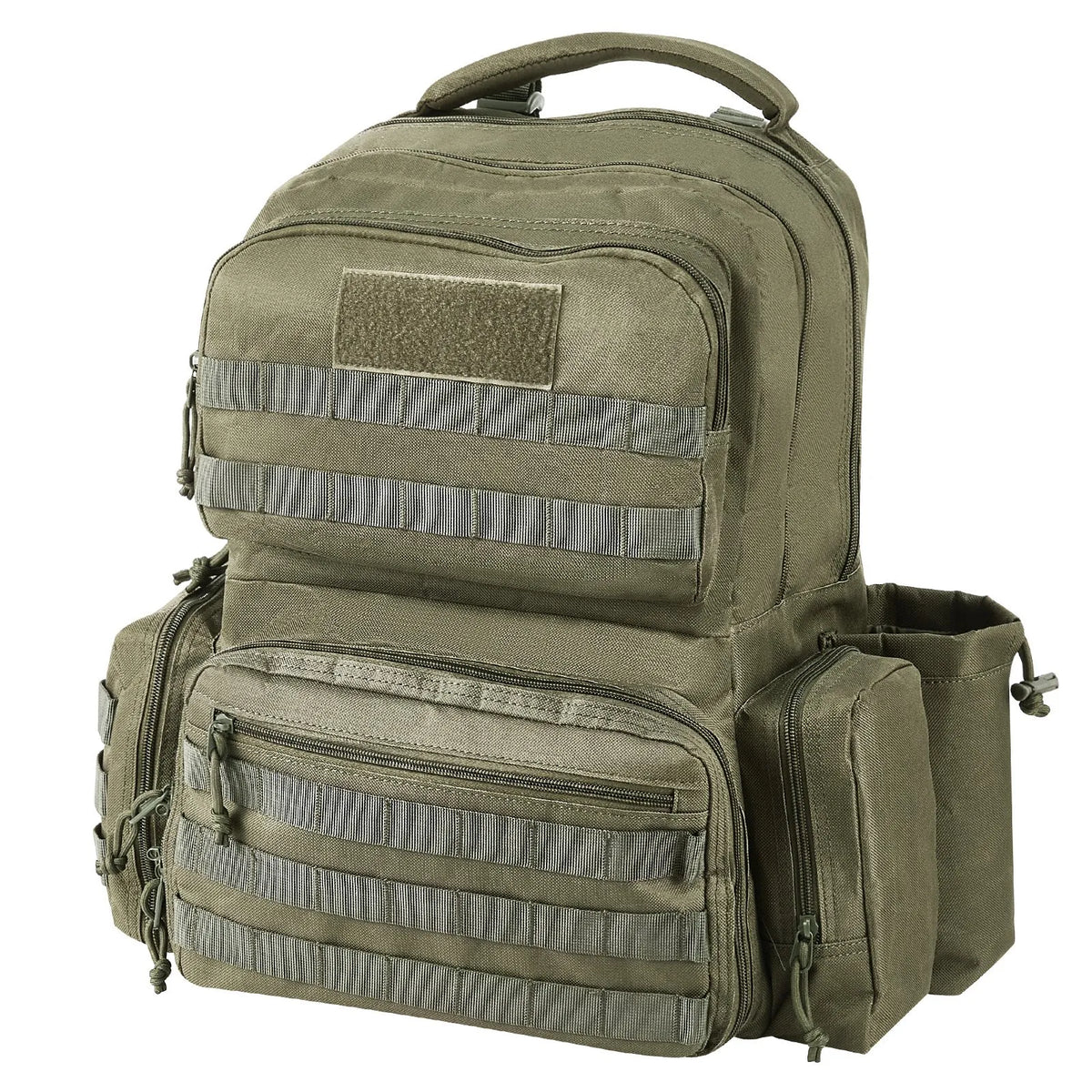 Tactical Backpack for 6 Pistols — 6 Separate Pouches, 10 Magazines, Lockable, Green