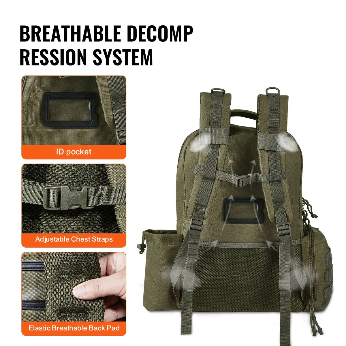 Tactical Backpack for 6 Pistols — 6 Separate Pouches, 10 Magazines, Lockable, Green