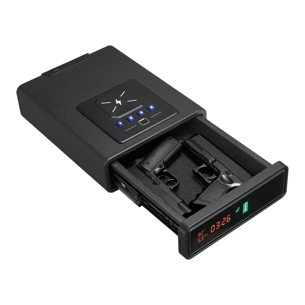 VEVOR Pistol Drawer Safe, Gun Safe with Fingerprint, Password and Key Access, Quick Access System with Display, Fits 2 Pistols and Holsters, with Wireless Charging, for Desk or Bedside Use
