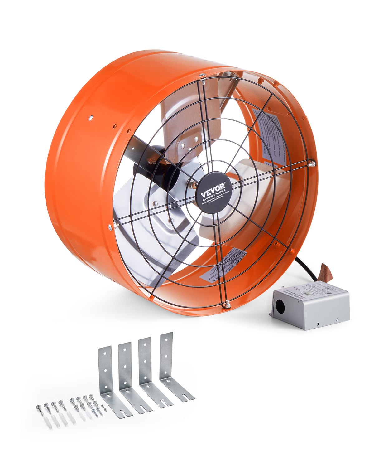 VEVOR 38 cm sienas stiprināmais bēniņu izplūdes ventilators, 2804 m³/h, ar regulējamu termostatu
