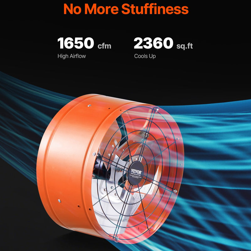 VEVOR 38 cm sienas stiprināmais bēniņu izplūdes ventilators, 2804 m³/h, ar regulējamu termostatu