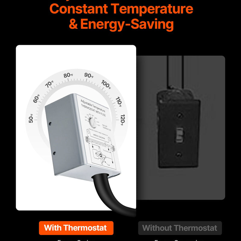 VEVOR 38 cm sienas stiprināmais bēniņu izplūdes ventilators, 2804 m³/h, ar regulējamu termostatu