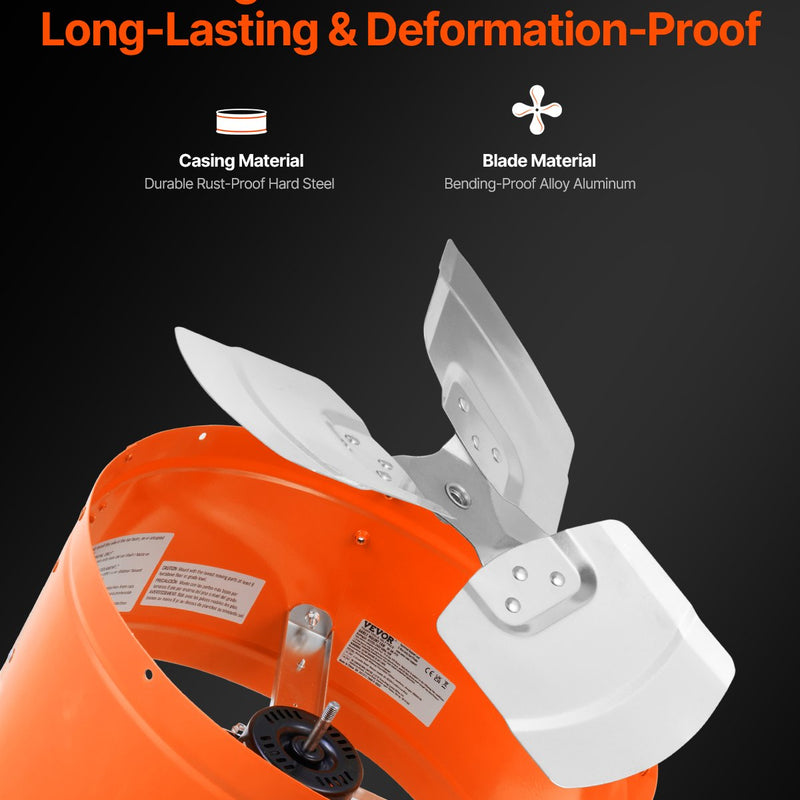 VEVOR 38 cm sienas stiprināmais bēniņu izplūdes ventilators, 2804 m³/h, ar regulējamu termostatu