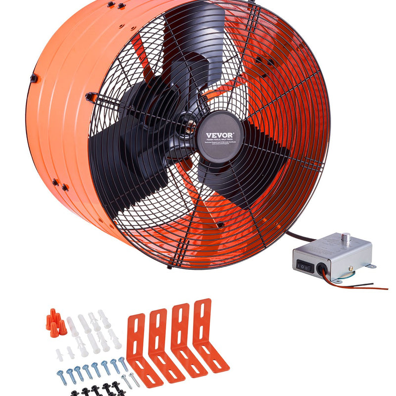VEVOR 40,6 cm sienas stiprināmais bēniņu ventilators, 4995 m³/h, ar regulējamu termostatu
