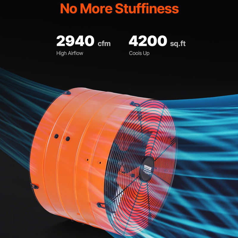 VEVOR 40,6 cm sienas stiprināmais bēniņu ventilators, 4995 m³/h, ar regulējamu termostatu