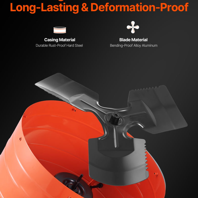 VEVOR 40,6 cm sienas stiprināmais bēniņu ventilators, 4995 m³/h, ar regulējamu termostatu