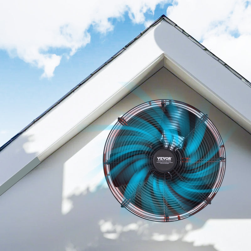 VEVOR 40,6 cm sienas stiprināmais bēniņu ventilators, 4995 m³/h, ar regulējamu termostatu