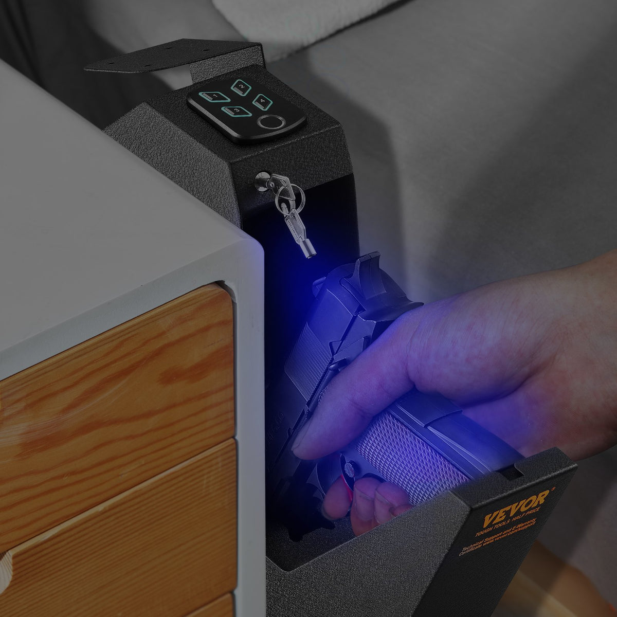 VEVOR Wall-Mounted Gun Safe – Biometric Safe with 3 Access Methods, Fits 1 Pistol