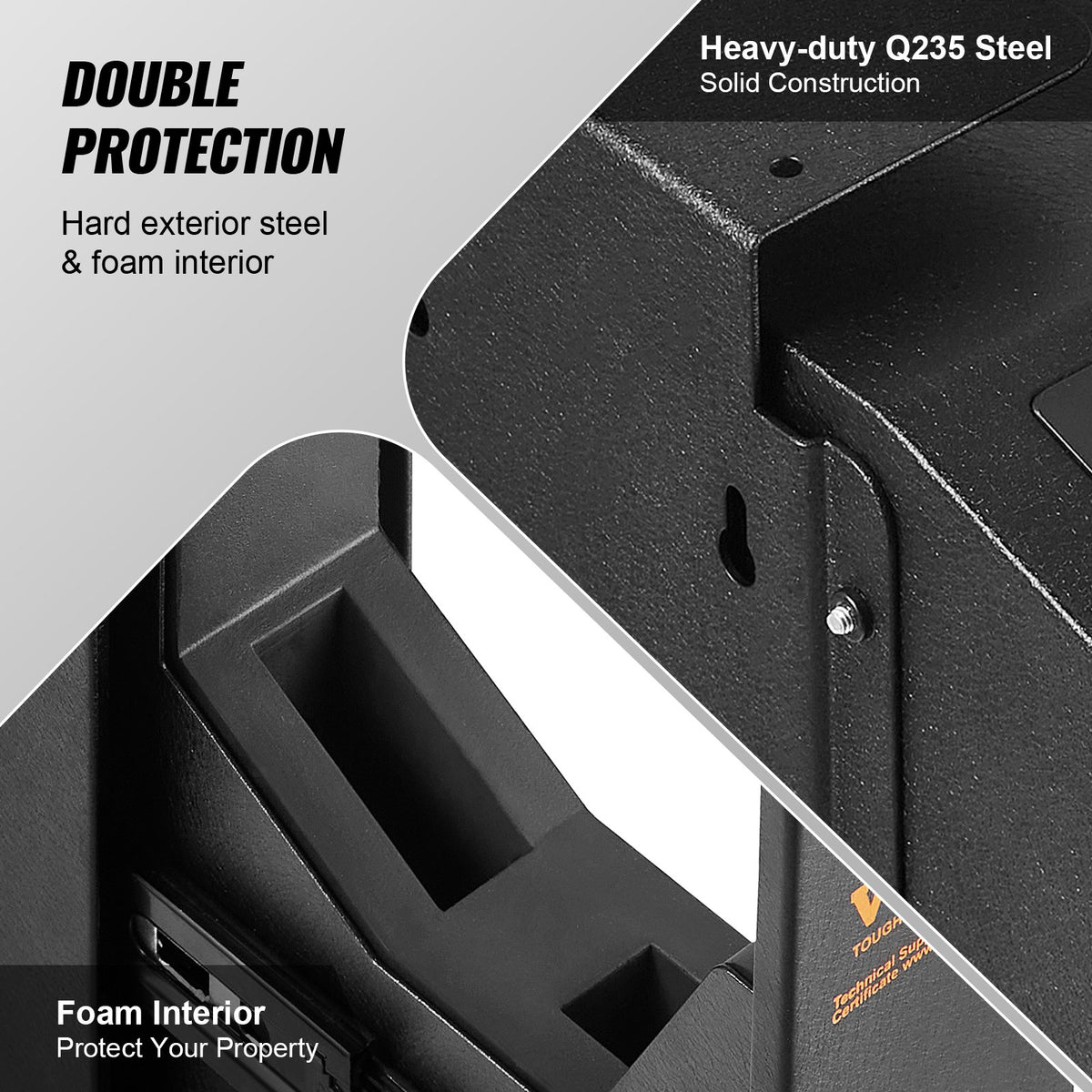 VEVOR Wall-Mounted Gun Safe – Biometric Safe with Three Quick Access Methods: Fingerprint, Password and Keys, for 1 Pistol – for Home, Bedside, Nightstand or Wall Use