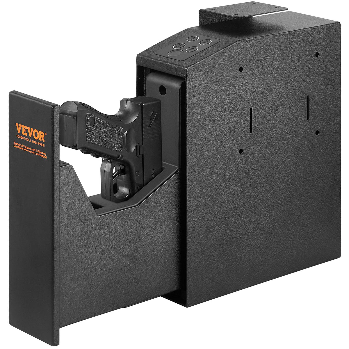 VEVOR Wall-Mounted Gun Safe – Biometric Safe with Three Quick Access Methods: Fingerprint, Password and Keys, for 1 Pistol – for Home, Bedside, Nightstand or Wall Use