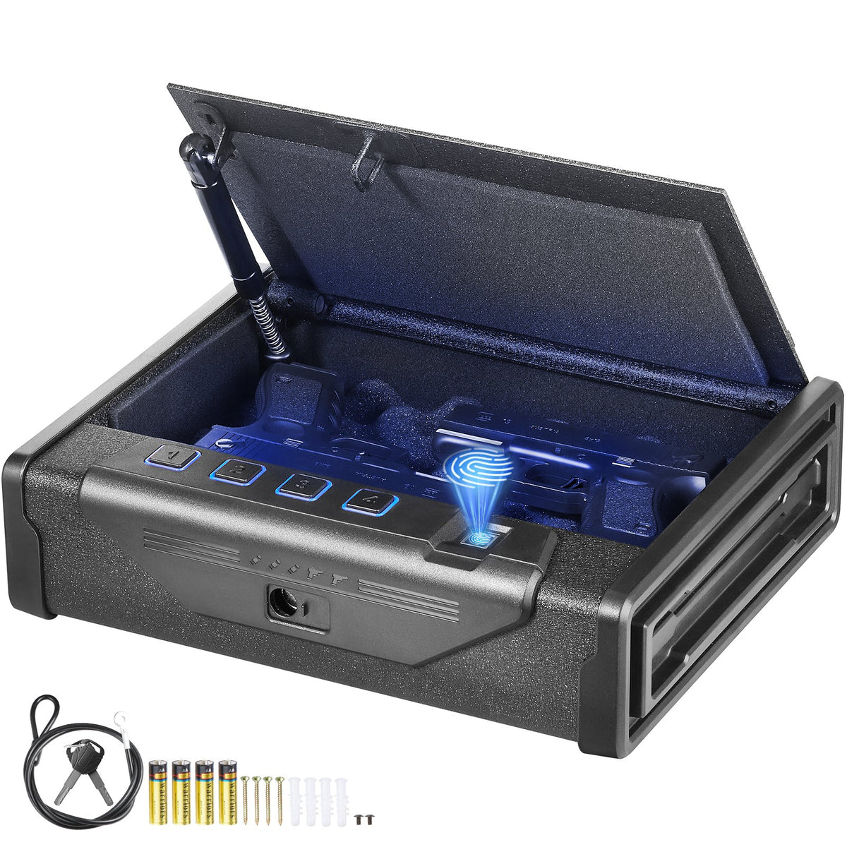 VEVOR Biometric Gun Safe with 3 Access Methods – Fits 2 Pistols