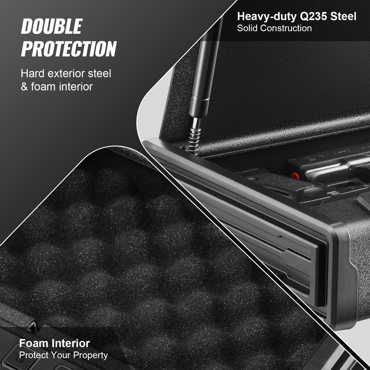 VEVOR Biometric Gun Safe with 3 Access Methods – Fits 2 Pistols