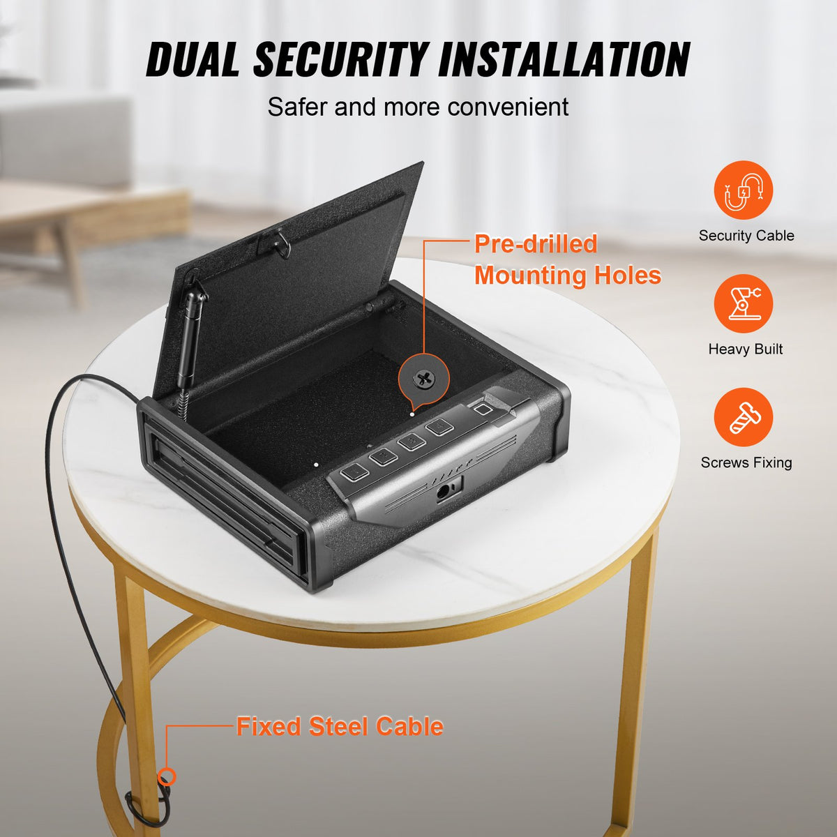 VEVOR Biometric Gun Safe with 3 Access Methods – Fits 2 Pistols