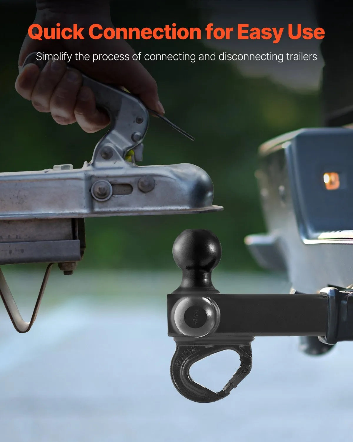 VEVOR Tow Hitch with 50 mm Receiver, Triple Ball Hitch (47.6 mm, 50 mm, 58.7 mm) and Towing Hook, Carbon Steel, Load Capacity up to 6,800 kg