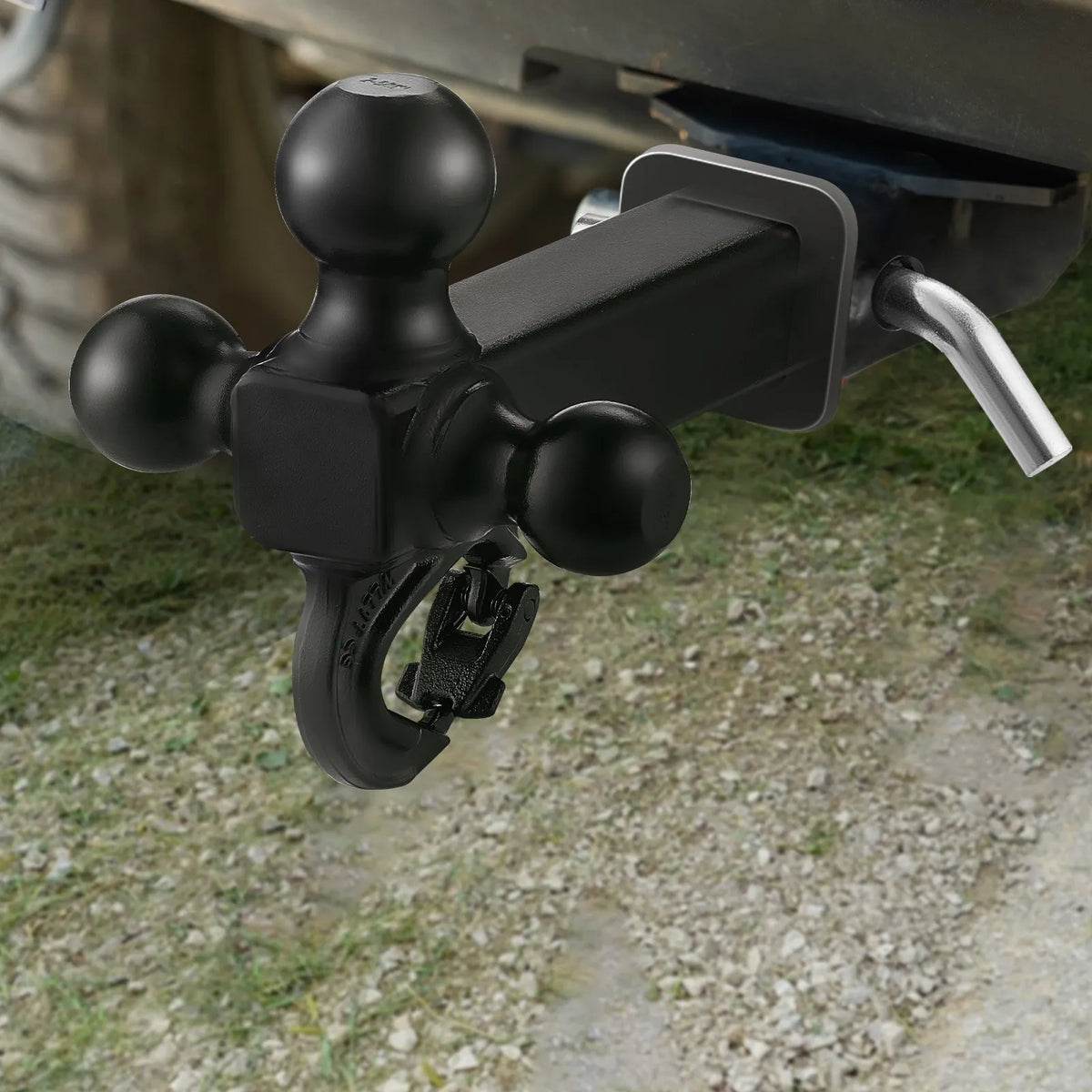 VEVOR Tow Hitch with 50 mm Receiver, Triple Ball Hitch (47.6 mm, 50 mm, 58.7 mm) and Towing Hook, Carbon Steel, Load Capacity up to 6,800 kg