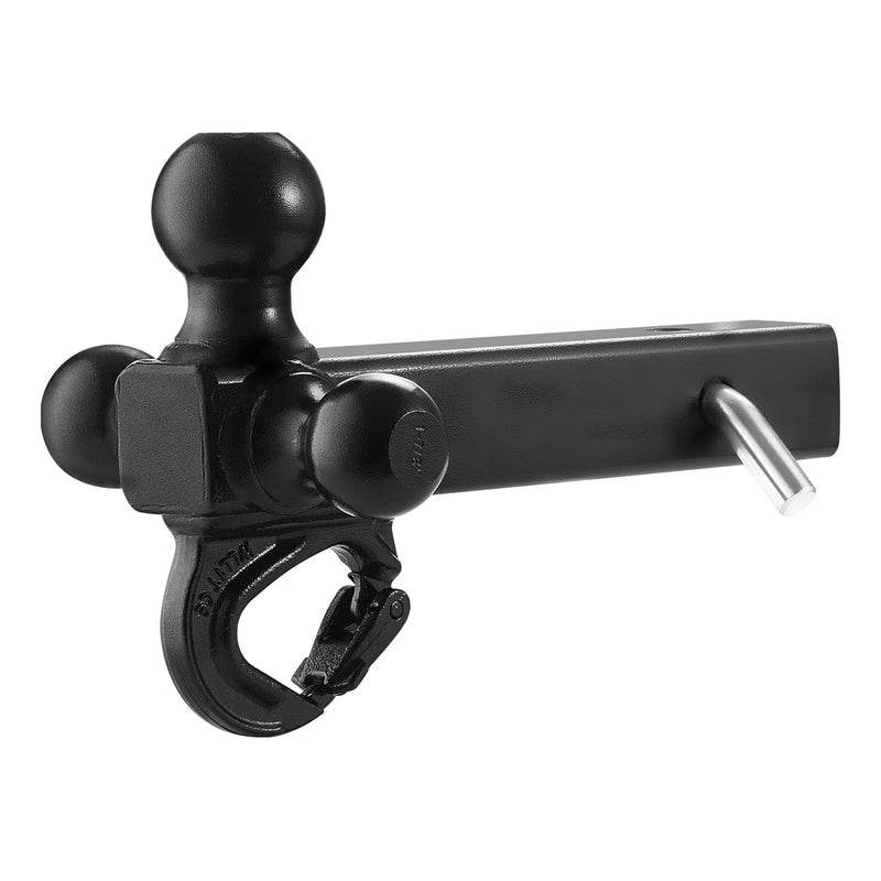 Piekabes āķis ar 50 mm uztvērēju, trīskāršo lodveida āķi (47,6 mm, 50 mm, 58,7 mm) un vilkšanas āķi, oglekļa tērauds, kravnesība līdz 6 800 kg
