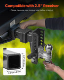 Regulējams piekabes āķis 63,5 mm uztvērējam, 152 mm nolaižamais trīskāršais lodveida āķis, vilkšanas jauda 9 979 kg.