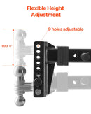 Regulējams piekabes āķis 63,5 mm uztvērējam, 152 mm nolaižamais trīskāršais lodveida āķis, vilkšanas jauda 9 979 kg.