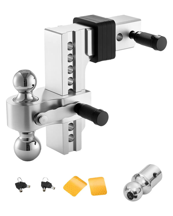 Regulējams piekabes āķis ar 63,5 mm sakabi, 203 mm nolaišanu, trīskāršo lodveida āķi, kravnesība 8 390 kg