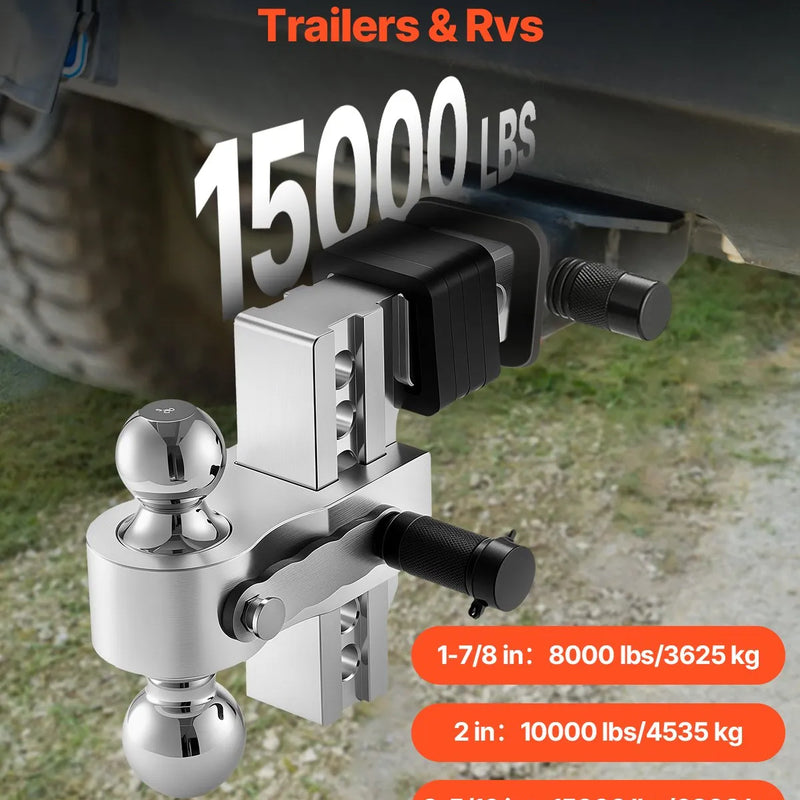 Regulējams piekabes āķis 50 mm uztvērējs, 152 mm nolaišana, trīslodveida āķis, 6800 kg