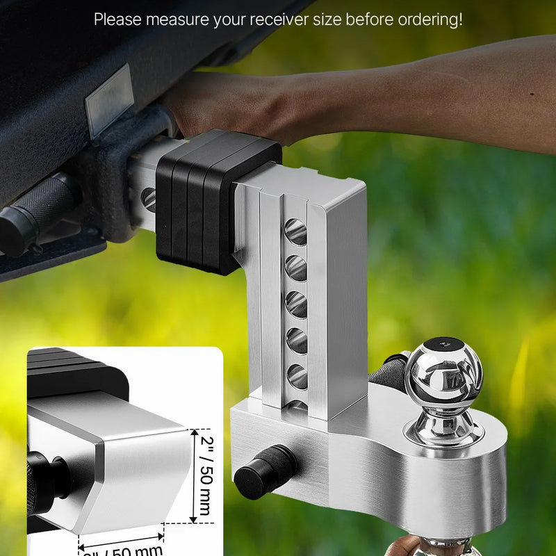 Regulējams piekabes āķis 50 mm uztvērējs, 152 mm nolaišana, trīslodveida āķis, 6800 kg