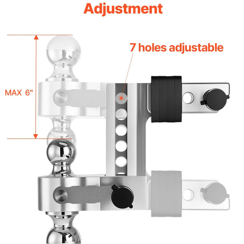 Regulējams piekabes āķis 50 mm uztvērējs, 152 mm nolaišana, trīslodveida āķis, 6800 kg