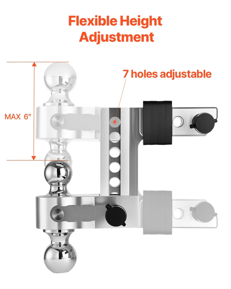 Regulējams piekabes āķis 50 mm uztvērējs, 152 mm nolaišana, trīslodveida āķis, 6800 kg