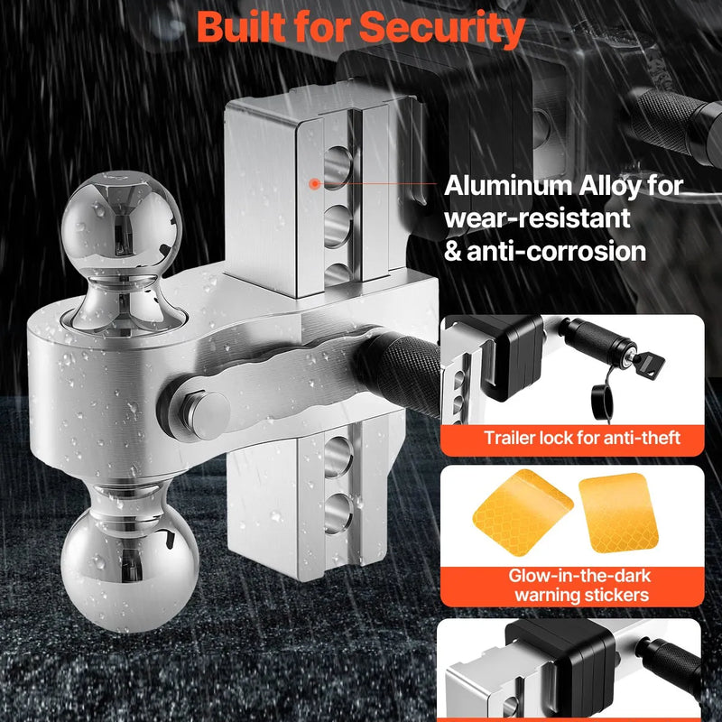 Regulējams piekabes āķis 50 mm uztvērējs, 152 mm nolaišana, trīslodveida āķis, 6800 kg