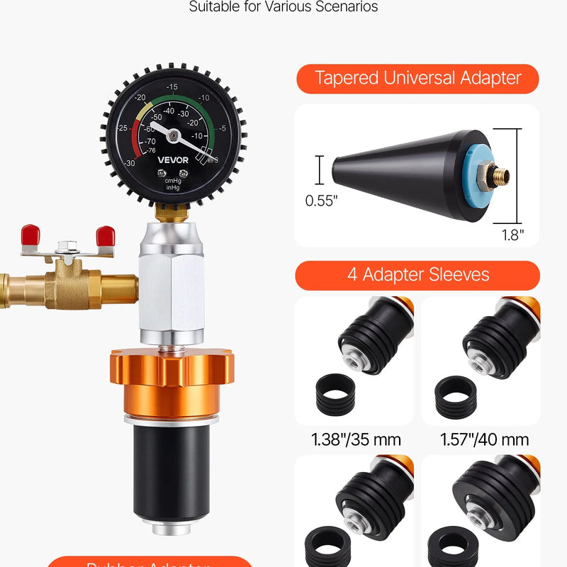 VEVOR radiatora vakuuma uzpildes komplekts, dzesēšanas sistēmas vakuuma un šķidruma uzpildes rīks ar manometru, pārnēsājams komplekts ar koferi, universāla saderība automašīnām, furgoniem, SUV un kravas auto