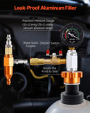 VEVOR radiatora vakuuma uzpildes komplekts, dzesēšanas sistēmas vakuuma un šķidruma uzpildes rīks ar manometru, pārnēsājams komplekts ar koferi, universāla saderība automašīnām, furgoniem, SUV un kravas auto