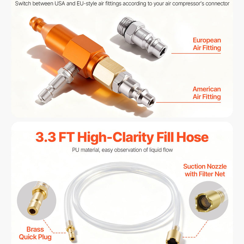 VEVOR radiatora vakuuma uzpildes komplekts, dzesēšanas sistēmas vakuuma un šķidruma uzpildes rīks ar manometru, pārnēsājams komplekts ar koferi, universāla saderība automašīnām, furgoniem, SUV un kravas auto