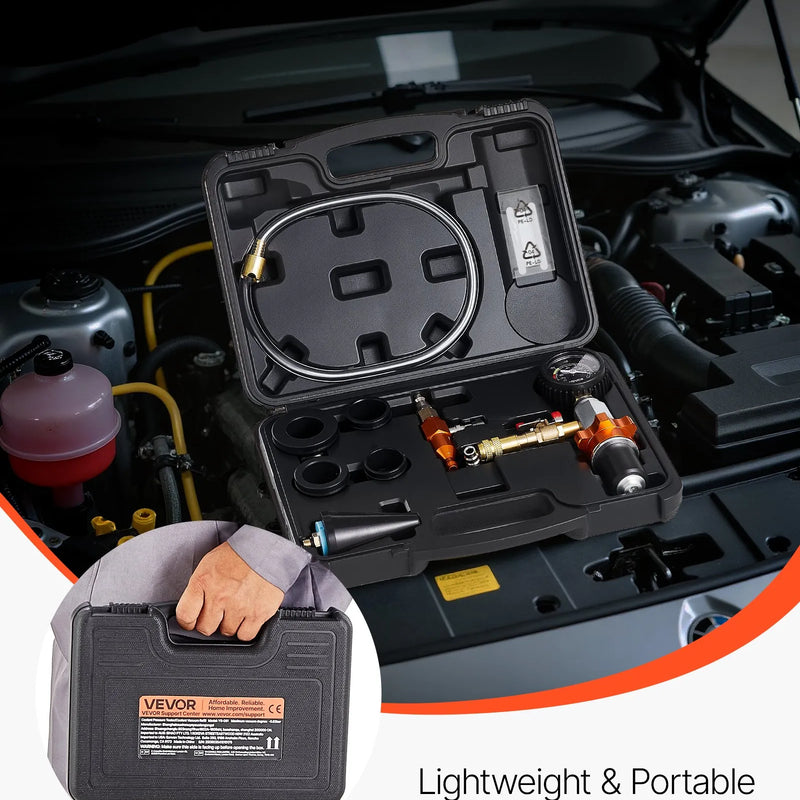 VEVOR radiatora vakuuma uzpildes komplekts, dzesēšanas sistēmas vakuuma un šķidruma uzpildes rīks ar manometru, pārnēsājams komplekts ar koferi, universāla saderība automašīnām, furgoniem, SUV un kravas auto