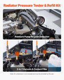 VEVOR dzesēšanas sistēmas spiediena testa komplekts, 28 daļas, radiatora vakuuma uzpildes komplekts ar 4 adapteriem, universāla saderība, ar spiediena sūkni un alumīnija sakausējuma uzpildes ierīci