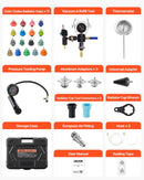 VEVOR dzesēšanas šķidruma spiediena testera komplekts, 47 daļu radiatora vakuuma uzpildes sistēma ar 3 metāla adapteriem, universāls automobiļu dzesēšanas sistēmu diagnostikas instruments ar spiediena sūkni un plastmasas uzpildes tvertni