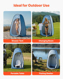 VEVOR automātiski uzstādāma dušas telts, pārnēsājama privātuma telts pārģērbšanai ar dušas maisu, mietiņiem, stiprinājuma virvēm un pārnēsāšanas somu, 190T poliesters ar sudraba pārklājumu, ātra uzstādīšana, piemērota kempingam, pludmalei un makšķerēšanai