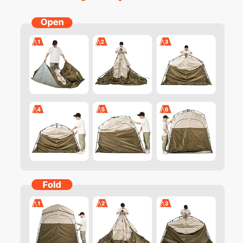 VEVOR kempinga dušas telts ar 2 nodalījumiem, salokāma pārnēsājama privātuma telts pārģērbšanai ar zemes mietiņiem, atsaites auklām un pārnēsāšanas somu, 150D Oxford audums ar sudraba pārklājumu, kempingam, pludmalei un makšķerēšanai