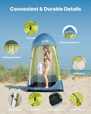 VEVOR kempinga dušas telts ar 1 nodalījumu, pārnēsājama privātuma telts pārģērbšanai ar mietiņiem, stiprinājuma virvēm, pārnēsāšanas somu un tērauda stieņiem, 200D Oksfordas audums ar sudraba pārklājumu, piemērota kempingam, pludmalei un makšķerēšanai