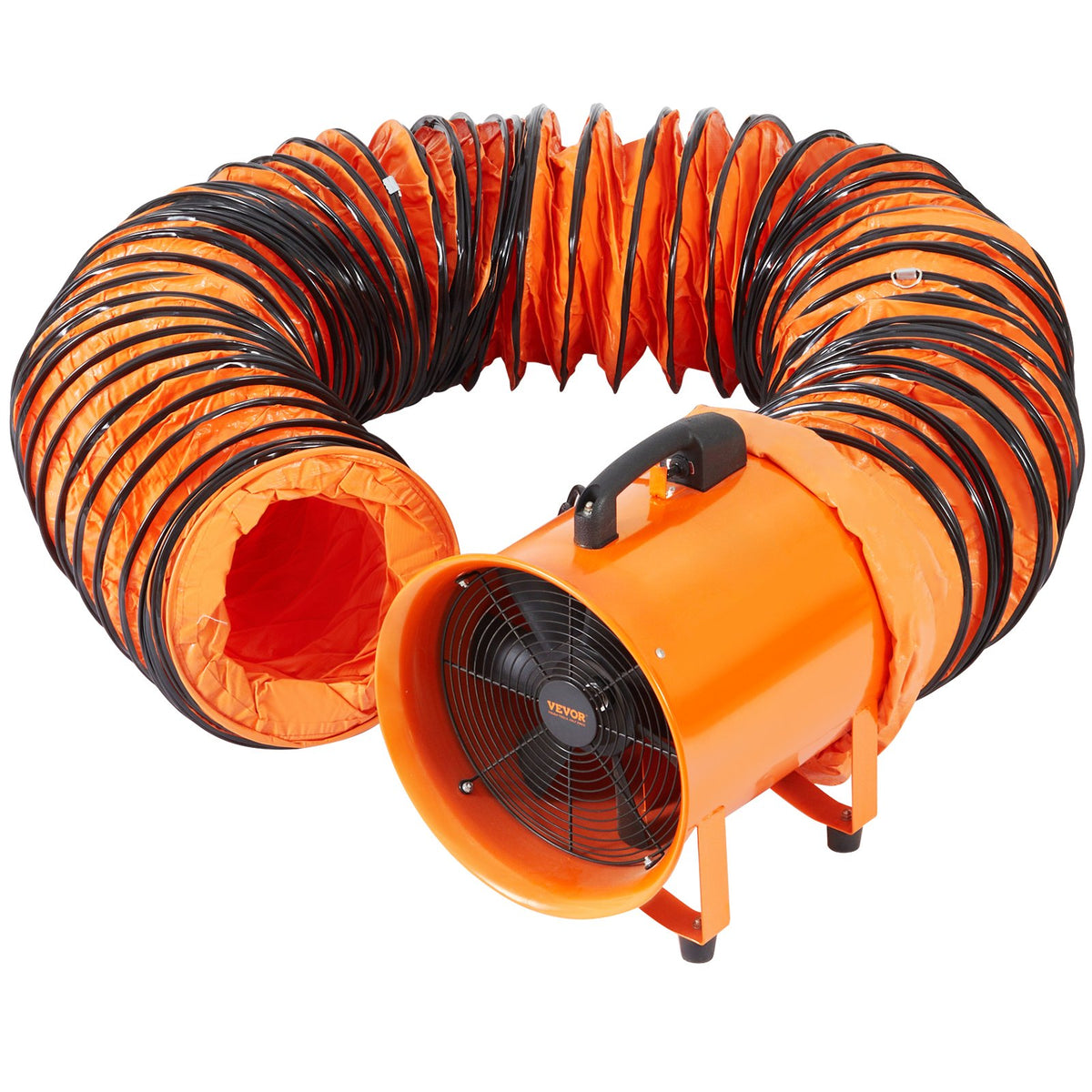 30,5 cm pārnēsājamais ventilators, 2 ātrumu, 4915 m³/h jaudīgs rūpnieciskais aksiālais ventilators ar 10 m elastīgo gaisa vadu, piemērots pagrabiem, darbnīcām un noliktavām, oranžs