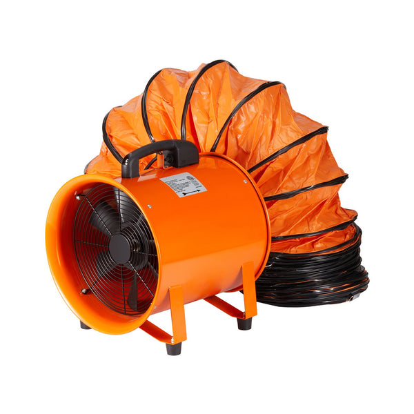 VEVOR Pārnēsājamais ventilators, 406,4 mm smagā duty cilindriskais ventilators ar 10 m gaisa cauruli, 900W jaudīgs veikala izplūdes ventilators 5175CFM, industriāls universāls ventilators putekļu, dūmu un smaku uzsūkšanai mājās/ darba vietā.